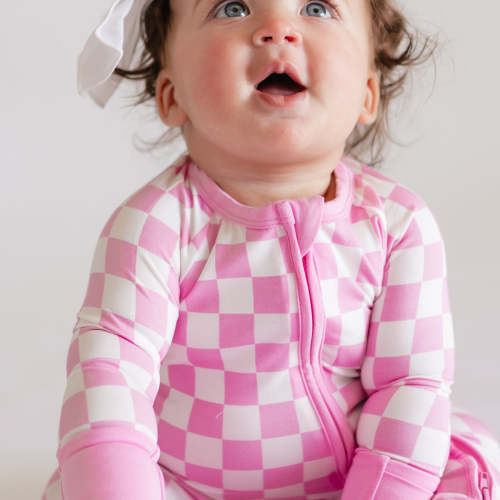 Infant Romper in Pink Checkered