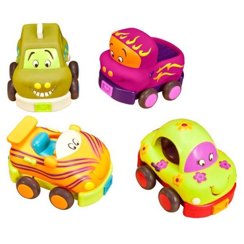 B. Toys 4 Pull-Back Toy Vehicles - Wheeee-ls!: Fine Motor Skills, Sound Effects, Plastic, Non-Powered