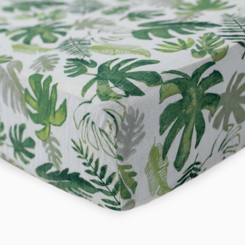Little Unicorn Cotton Muslin Crib Sheet - Tropical Leaf