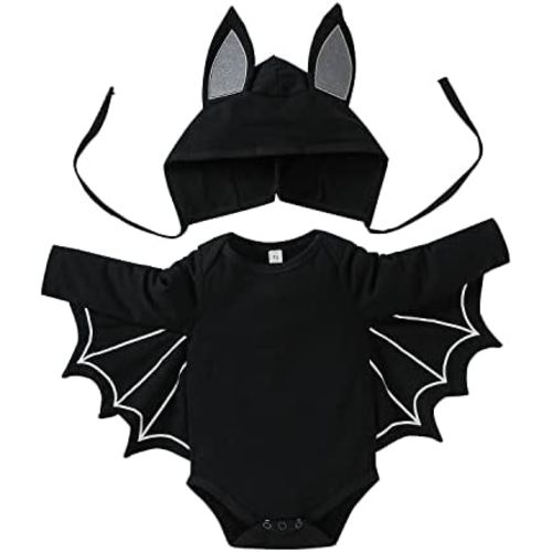 TIMOGG Newborn Baby Boys Girls Halloween Outfit Bat Romper Bodysuit Jumpsuit Hooded Clothes