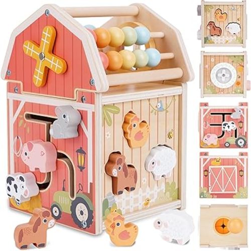 Montessori Toys for 1 2 3 Year Old, Wooden Farm Animal Toys for Toddlers 1-3, Baby 12-18 Months Toy, 1 2 Year Old Girl Boy Birthday Gift, Kids Educational Learning Toys Gifts for Girls Boys