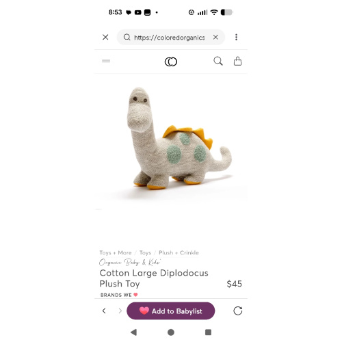 Cotton Large Diplodocus Plush Toy