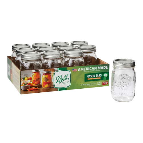 Free Shipping! Ball 16 oz Mason Jars Regular Mouth 12 Pack, Canning Jars with Lids and Rings
