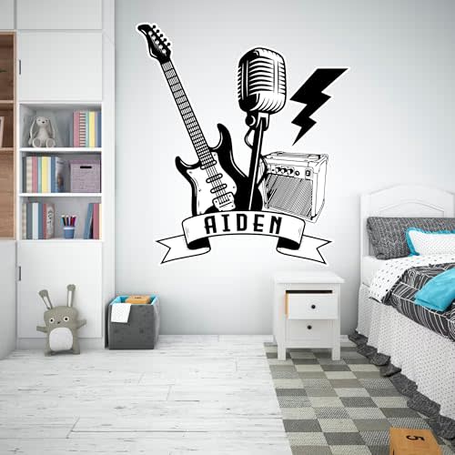 Personalized Rock and roll Wall Decal for Girls and Boys, Custom Name Nursery Decor, Bedroom Wall Art, Removable Vinyl Sticker for Room, Wall Sticker CS-RS.01