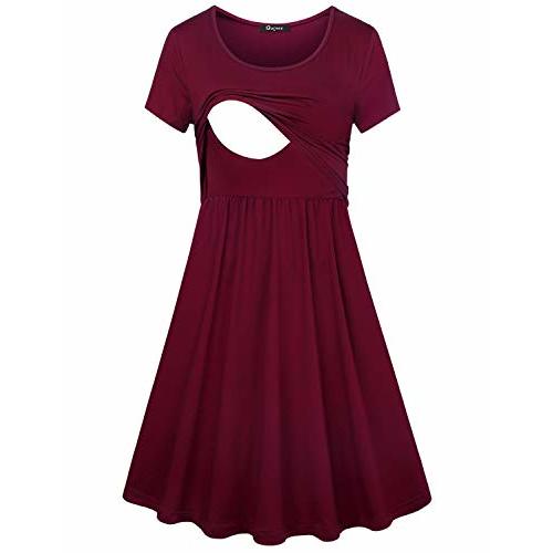 Quinee Women's Floral Short Sleeve Summer Maternity Nursing Breastfeeding Dress