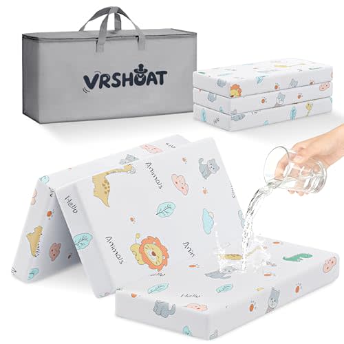 Trifold Pack and Play Mattress 38"x26" Pack N Play Mattresses for Baby Toddler, Portable Mini Crib Mattress for Playpen and Playard with Soft Breathable Waterproof Cover