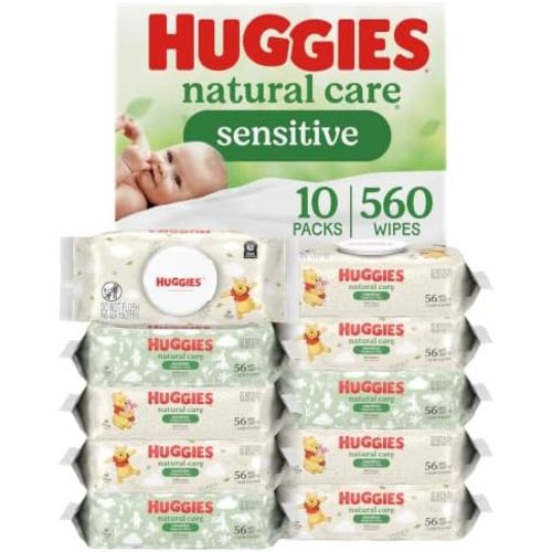Huggies Natural Care Sensitive Baby Wipes, Unscented, 10 Packs, 560 Wipes