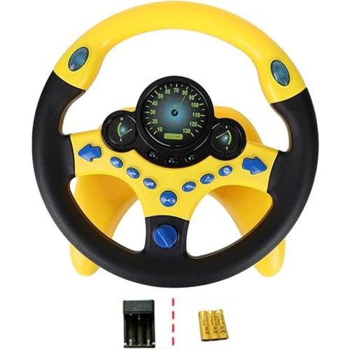 Coherny Simulated Driving Controller Portable Simulated Driving Steering Wheel Copilot Toy Children's Educational Sounding Toy Small Steering Wheel Toy Gift Funny Interactive Driving Wheel with Music