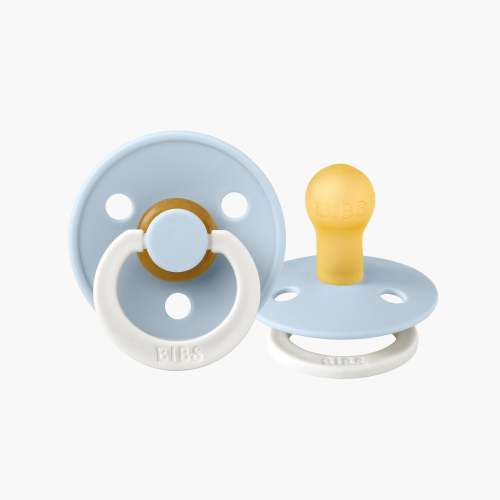 BIBS Colour Round S1 GLOW Dummy - Baby Blue 2 Pack