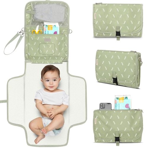 KeaBabies Portable Diaper Changing Pad, Wipeable Baby Changing Mat (Acacia)