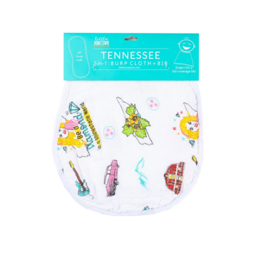Baby Burp Cloth & Bib Combo: Tennessee Baby (Floral) - Little Hometown