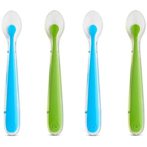 Munchkin Gentle Silicone Spoons, Blue/Green, 4 Pack