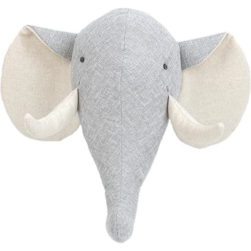 MON AMI Elephant Stuffed Head Wall Mount – 12”, Wall Hanging Décor, Stuffed Animal Head Wall Décor, Great Gift for Newborns, Kids, Boys, Girls