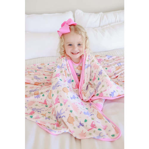 Double Sided Bamboo Kids Blanket in Little Fossil Pink | Caden Lane