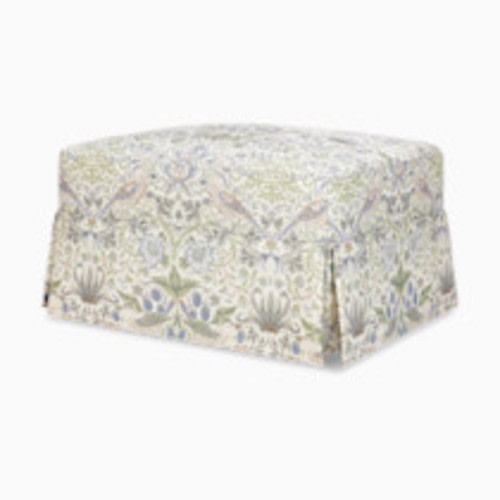 Namesake Morris & Co. x Namesake Crawford Gliding Ottoman - Strawberry Thief In Fig & Thyme Performance Eco-Weave