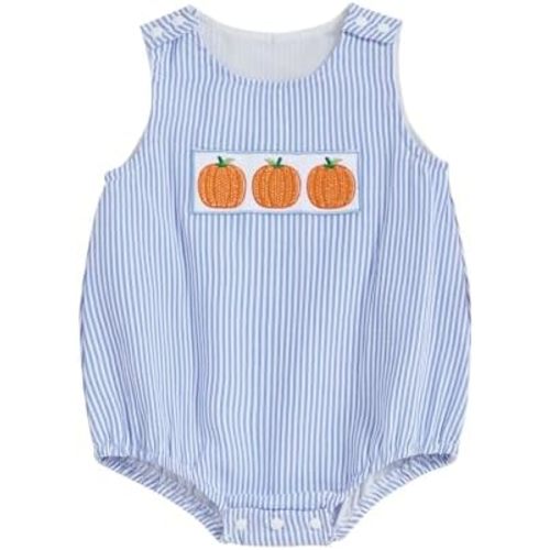 Ayalinggo Baby Boy Girl Pumpkin Patch Outfits Newborn Plaid Smocked Bubble Romper Halloween Outfit Infant Thanksgivng Clothes