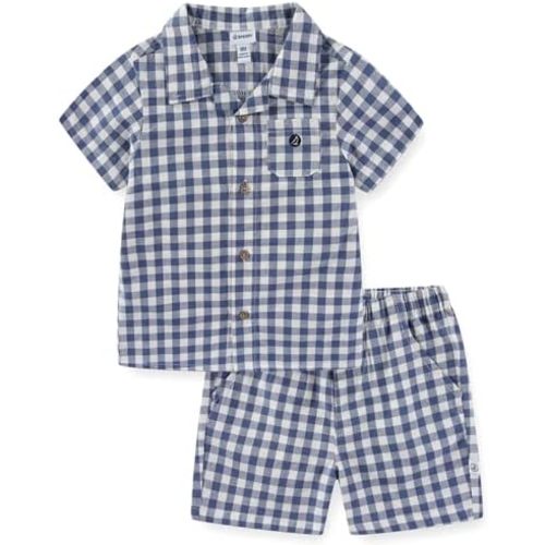 Sperry Baby Boys Woven Gingham Button Down Shirt and Short Set for Newborn and Infants