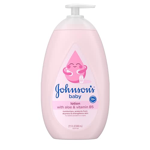 Johnson's Baby Lotion with Coconut Oil, Aloe Vera & Vitamin B5, 72 HR Hydration, Skin Moisturizer, Hypoallergenic, Safe for Newborn, Protects From Dryness & Strengthens Skin, 27.1 fl. Oz