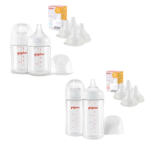 Baby Glass Bottle Set Bundle for Newborn(0~3+ m) – Pigeon