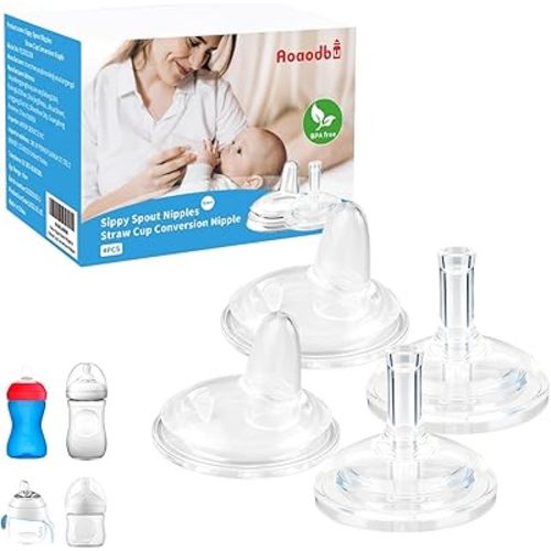Sippy Spout Nipples for Philips Avent Natural Baby Bottles, My Grippy Spout Sippy Cup and Natural Trainer Sippy Cup, Replacement Bottle Nipple BPA-Free,4 Count, 6m+