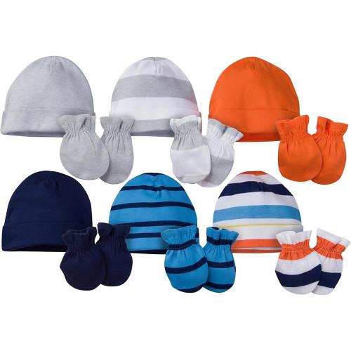 12-Piece Baby Boy Navy & Orange Cap and Mitten Set – Gerber Childrenswear