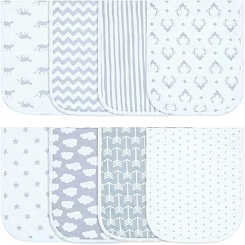 Hakochia Burp Cloths for Baby Boy & Girl Organic Cotton Large Unisex Burp Clothes Extra Absorbent Soft Neutral Burping Rags Spit Up Cloth Sets for Newborns 8 Pack
