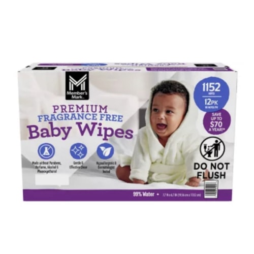 Member's Mark Premium Baby Wipes, Fragrance Free, 12 pk., 1152 Wipes - Sam's Club