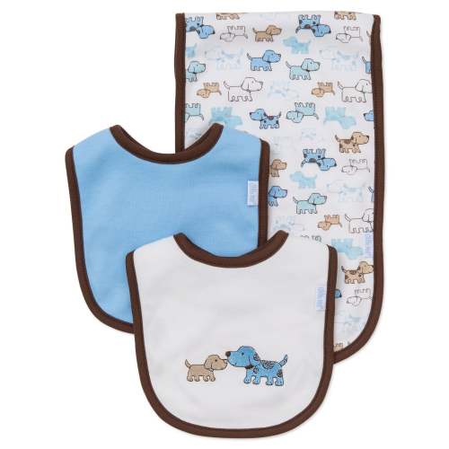 Cute Puppies Bib & Burp Set