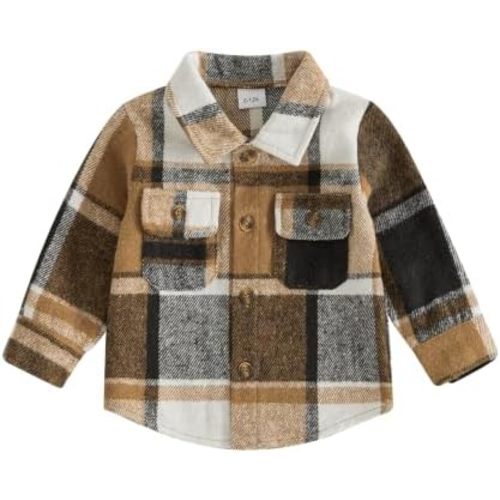 6-12 MONTHS - MERSARIPHY Baby Boy Flannel Shirt Toddler Plaid Shirt Baby Button Down Jacket Coat Infant Fall Outfits