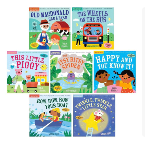 Indestructibles Series Beloved Classics 7-Book Collection Set - Baby-Proof Nursery Rhyme Books for Early Learning - Old MacDonald Had a Farm, Wheels on the Bus, This Little Piggy, Happy and You Know It!, Itsy Bitsy Spider, Row, Row, Row Your Boat, Twinkle