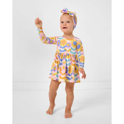 Petal Power Bow Back Skater Dress with Bodysuit | Little Sleepies