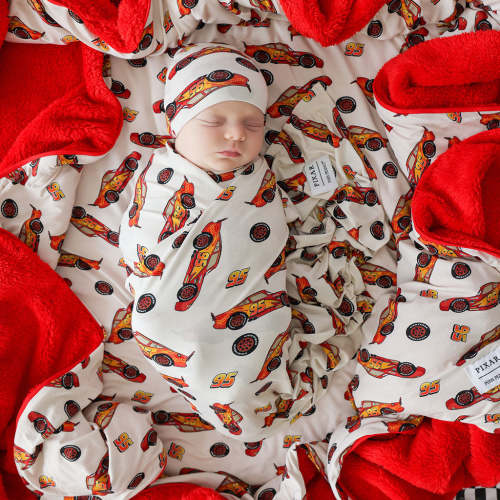 Cars Beige Baby Boy Swaddle | Disney Lightning McQueen