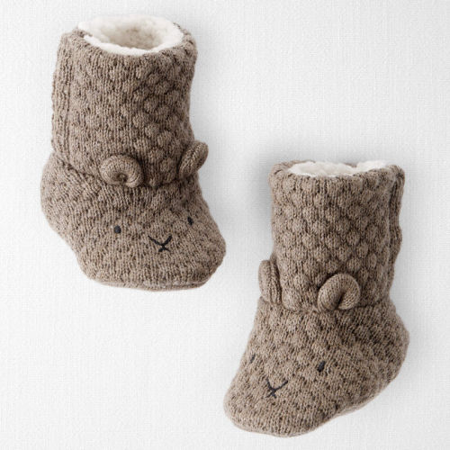 Heather Brown Baby Organic Cotton Sweater Knit Booties | Carter’s Oshkosh Canada