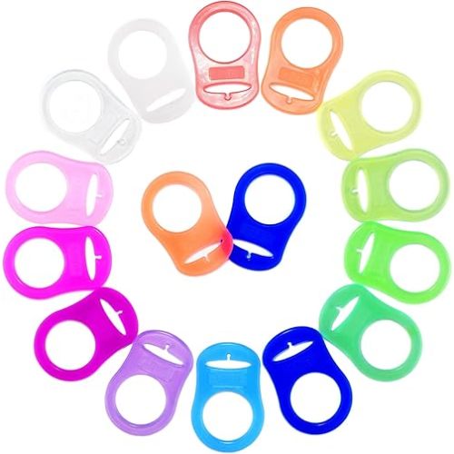 Silicone Adapter Rings Holder for Button Style MAM Nuk Baby Pacifier Soother Teething Ribbon BPA Free Mix Colors Pack of 10