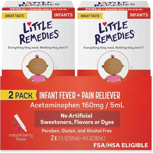 Little Remedies Infant Fever & Pain Reliever, Natural Berry Flavor, 2 Fl Oz (Pack of 2)