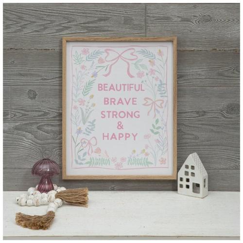 Beautiful & Brave Floral Wood Wall Decor
