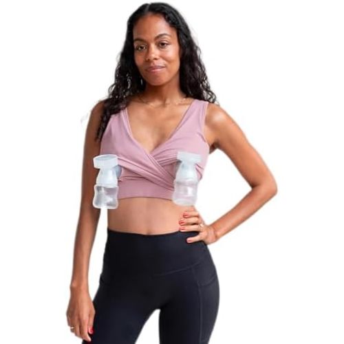 Everyday Luxe Nursing & Hands-Free Pumping Bra - Nursing and Pumping Bra Fits All Standard Pump Flanges and Wearable Pumps