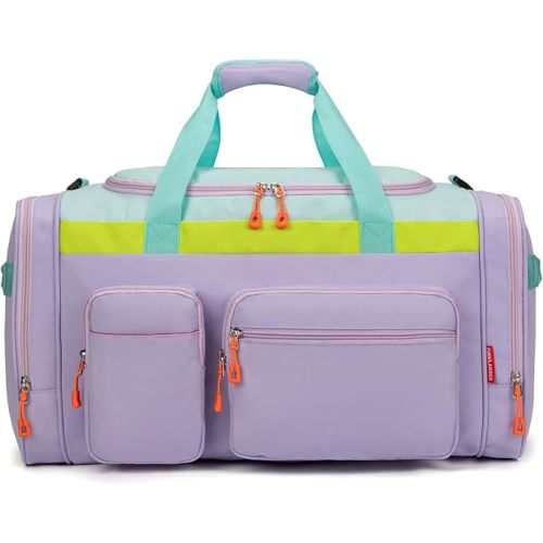 HawLander Large Kids Duffle Bag for Travel, Overnight, or Weekender, 22" inch (Light Green)