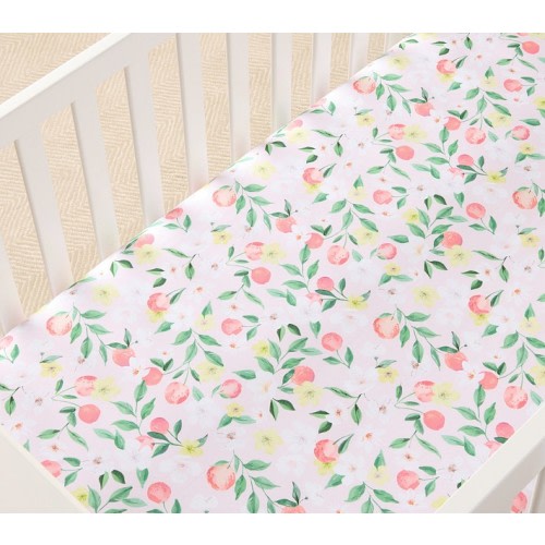 Paisley Peach Organic Crib Fitted Sheet