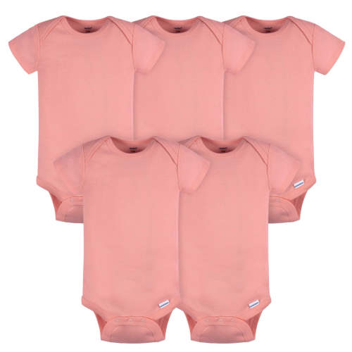 5-Pack Baby Girls Mauve Pink Premium Short Sleeve Lap Shoulder Onesies – Gerber Childrenswear