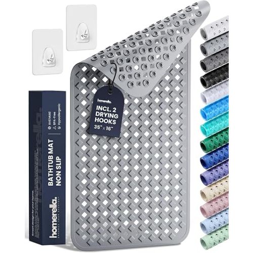 homerella Bathtub Mat Non Slip 35x16 Shower Mat Non Slip Anti Mold BPA Free
