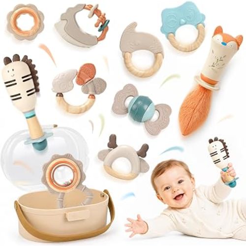 Joyreal Baby Rattles & Teething Toys Set, Baby Toys 0-6 Months, 10-Pack