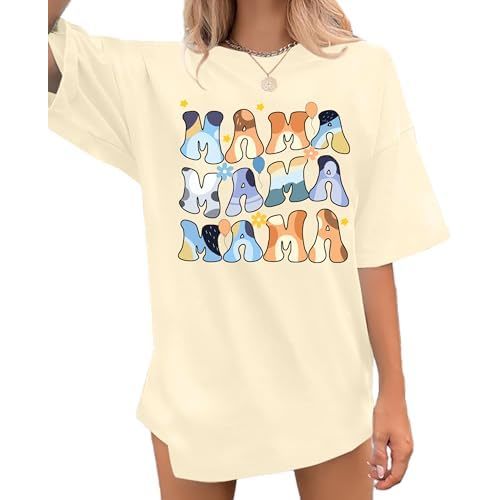Oversized Mama Shirt Woman Mom Tshirt Mom Letter Print Tee Tops