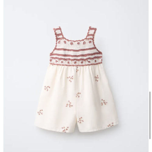 CROCHET EMBROIDERED COMBINATION SHORT JUMPSUIT - Ecru | ZARA United States