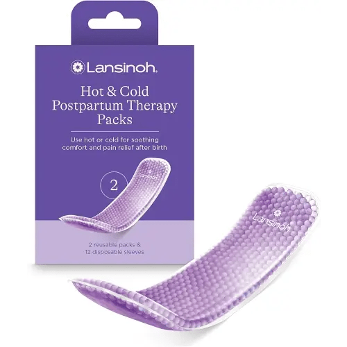 Lansinoh Hot and Cold Postpartum Pads – Reusable Perineal Ice Packs for Postpartum Recovery, Labor & Delivery Essentials, 2 Count