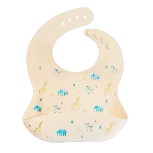 Silicone Bib Safari Warm Cream – Austin Baby Collection