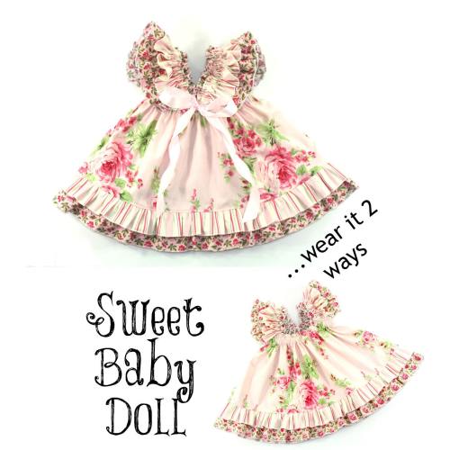 Girls Dress Pattern -- Sweet Baby Doll --Dress 0 months through 12 girls PDF Instant