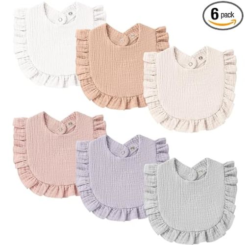 Baby Muslin Bibs Bandana Drool Bibs for Unisex Boys & Girls, Soft and Absorbent Cotton Teething Drooling Bib Set for Newborn Toddler