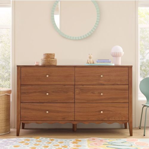 Kids Daisy 6-Drawer Dresser (55") in Cool Walnut