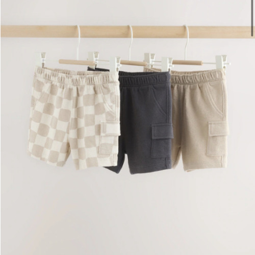 Buy Grey/Neutral Checkeboard Jersey Baby Shorts 3 Pack (0mths-2yrs) from Next USA